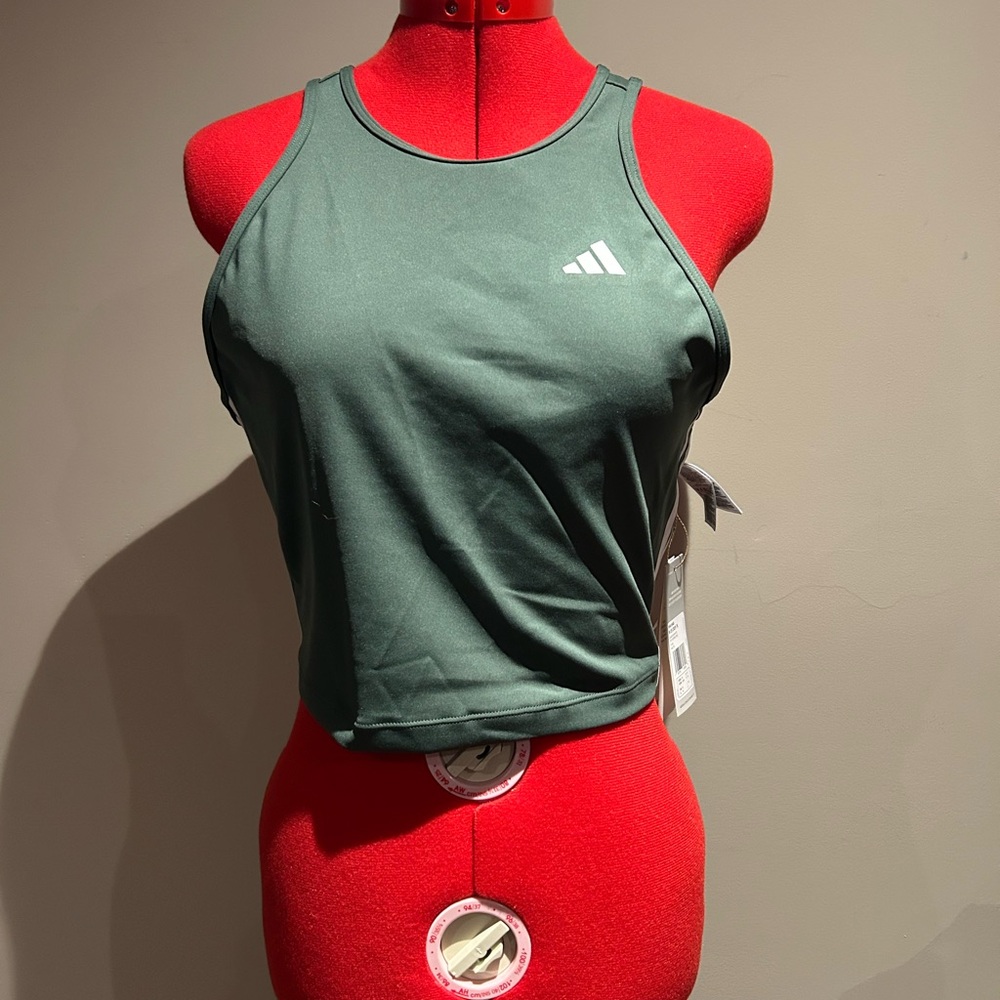 Adidas Green and White Crop Tank